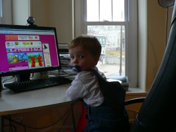 little baby me not wanting to be bothered at the computer